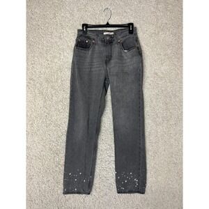 Levis Low‎ Pro Straight Jeans Womens 26 Gray Distressed Festival Grunge